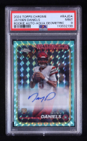 Jayden Daniels 2024 Topps Chrome Rookie Autographs Aqua Geometric Refractors #RAJDA #084/199 RC (PSA 9) at PristineAuction.com