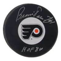 Bernie Parent Signed Flyers Logo Hockey Puck Inscribed "HOF 84" (JSA) at PristineAuction.com