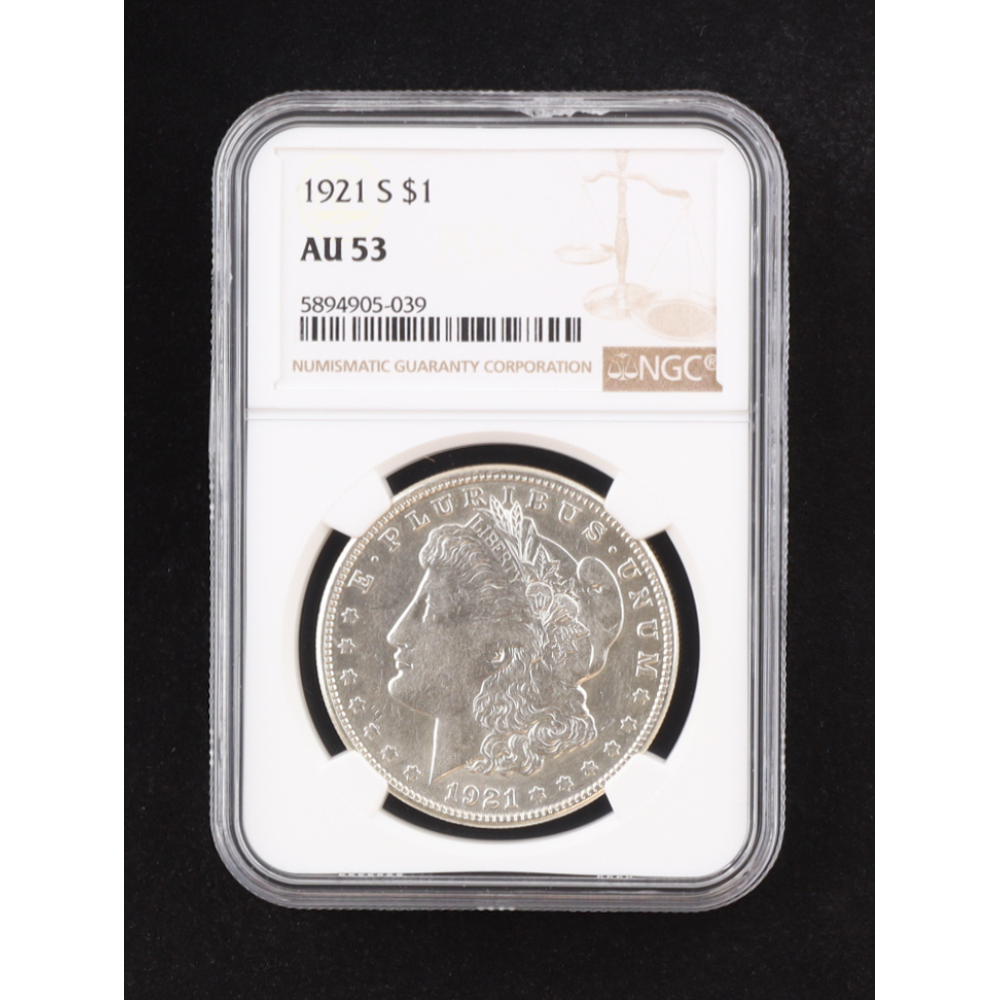 1921-S Morgan Silver Dollar (NGC AU53) at PristineAuction.com