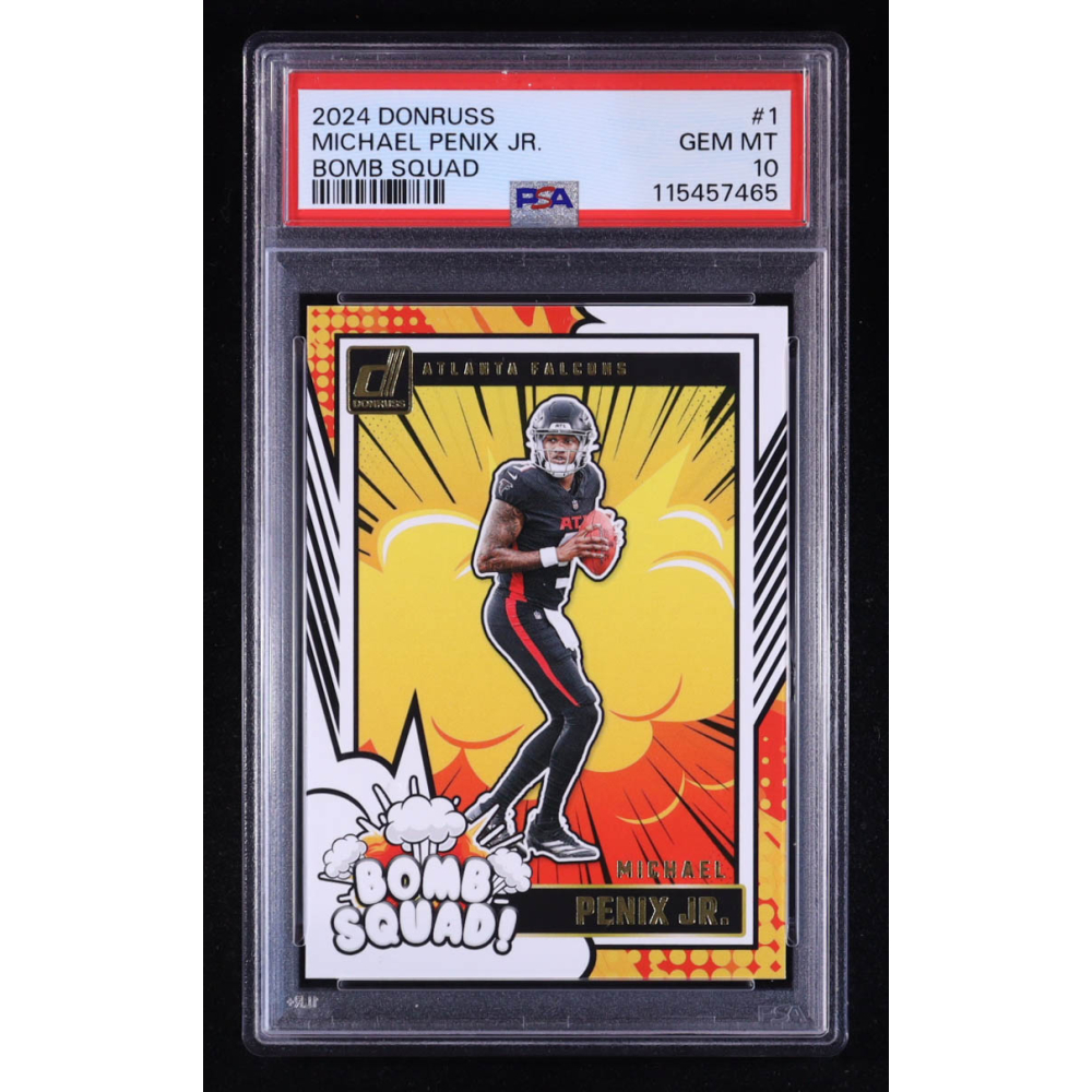 Michael Penix Jr. 2024 Donruss Bomb Squad! #1 RC (PSA 10) at PristineAuction.com