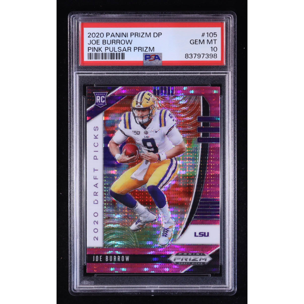 Joe Burrow 2020 Panini Prizm Draft Picks Prizms Pink Pulsar #105 RC (PSA 10) at PristineAuction.com