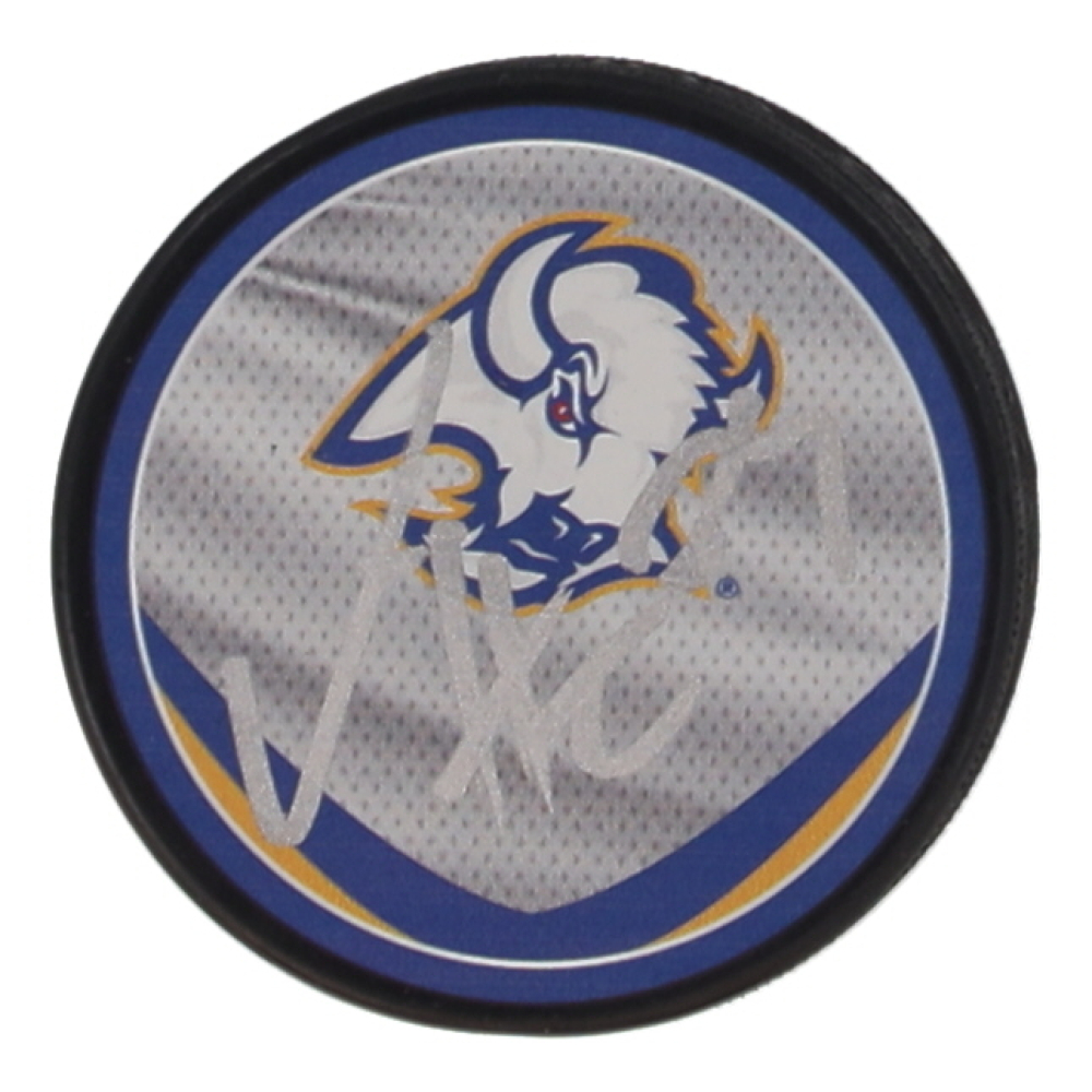 Vinnie Hinostroza Signed Sabres Logo Hockey Puck (JSA) at PristineAuction.com