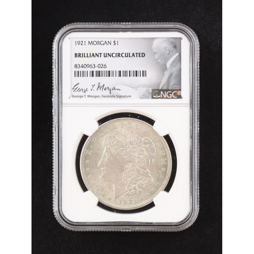 1921 Morgan Silver Dollar - George T. Morgan Signature Label (NGC Brilliant Uncirculated) at PristineAuction.com