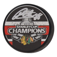 Patrick Kane Signed Blackhawks 2010 Stanley Cup Champions Logo Hockey Puck (JSA) at PristineAuction.com