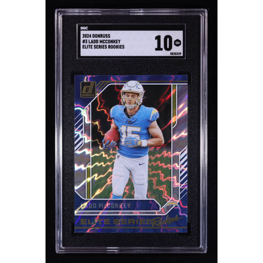 Ladd McConkey 2024 Donruss The Elite Series Rookies #3 RC (PSA 10) at PristineAuction.com