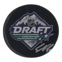 Spencer Knight Signed 2019 NHL Draft Logo Hockey Puck (Beckett) at PristineAuction.com