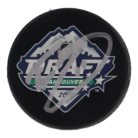 Trevor Zegras Signed 2019 NHL Draft Logo Hockey Puck (JSA) at PristineAuction.com