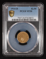 1914 D $2.50 Indian Gold Quarter Eagle (PCGS VF30) at PristineAuction.com