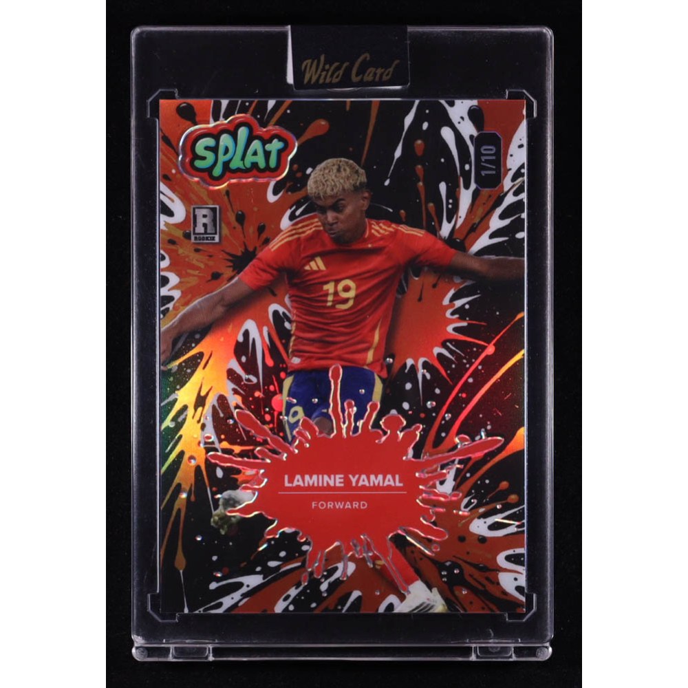 Lamine Yamal 2024 Wild Card Splat Background 1 Orange Rainbow Foil #SBORA01-LY1 #01/10 RC at PristineAuction.com