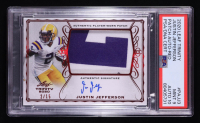 Justin Jefferson 2020 Leaf Trinity Patch Autographs Red Spectrum #PAJJ3 #02/15 RC (PSA 9 | Auto 10) at PristineAuction.com