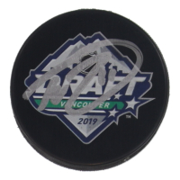 Trevor Zegras Signed 2019 NHL Draft Logo Hockey Puck (JSA) at PristineAuction.com