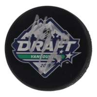 Cole Caufield Signed 2019 NHL Draft Logo Hockey Puck (JSA) at PristineAuction.com