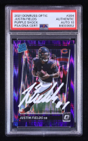 Justin Fields Signed 2021 Donruss Optic Purple Shock #204 RR RC (PSA | Autograph Grade 10) at PristineAuction.com
