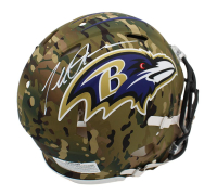 Terrell Suggs Signed Ravens Full-Size Authentic On-Field Camo Alternate Speed Helmet (Beckett) at PristineAuction.com
