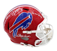 Bills Full-Size Authentic On-Field Throwback Alternate Speed Helmet Signed By (4) with Jim Kelly, Andre Reed, Thurman Thomas & Marv Levy (Beckett) at PristineAuction.com