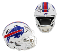 Bills Full-Size Authentic On-Field Speedflex Helmet Signed By (4) with Jim Kelly, Andre Reed, Thurman Thomas & Marv Levy (Beckett) at PristineAuction.com