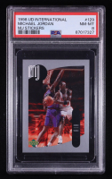 Michael Jordan 1998 Upper Deck MJ Sticker Collection #129 (PSA 8) at PristineAuction.com