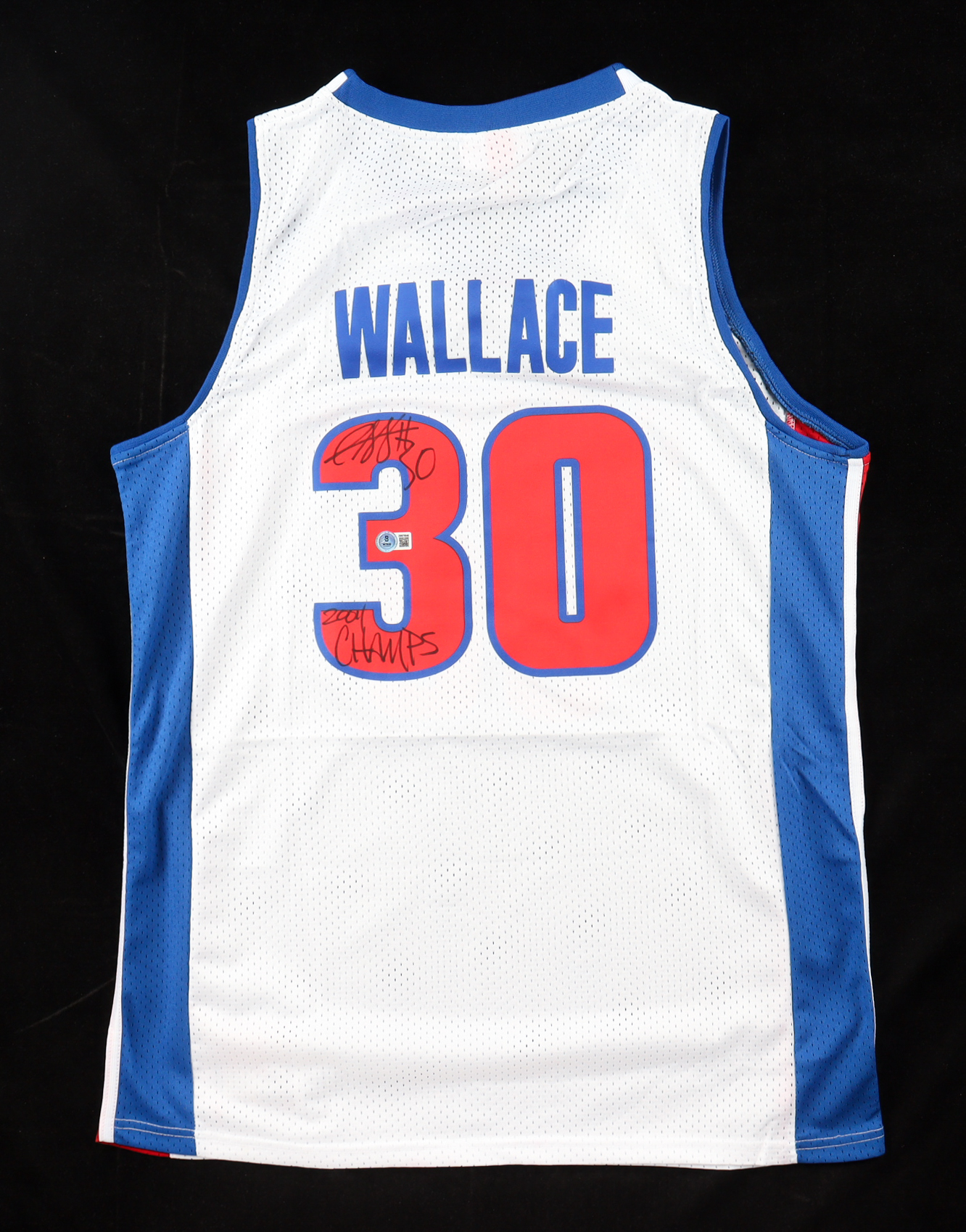 Rasheed Wallace Signed Pistons Mitchell & Ness Authentic Jersey Inscribed "2004 Champs" (Beckett) at PristineAuction.com Rasheed Wallace Signed Pistons Mitchell & Ness Authentic Jersey Inscribed "2004 Champs" (Beckett) at PristineAuction.com