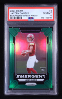 Jayden Daniels 2024 Panini Prizm Emergent Prizms Green #2 RC (PSA 10) at PristineAuction.com