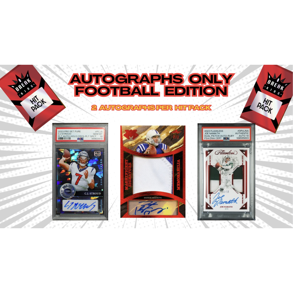 Break King: Autographs Only Football Edition Mystery Box (2 Autographs per Hit Pack) at PristineAuction.com