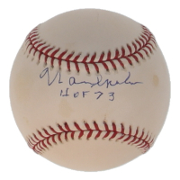 Warren Spahn Signed OML Baseball Inscribed "HOF 73" (Beckett) at PristineAuction.com