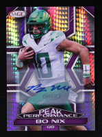 Bo Nix 2024 SAGE HIT Peak Performance Autographs #PKABN RC at PristineAuction.com
