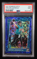 Trevor Lawrence 2021 Donruss Optic Blue Scope #201 RC (PSA 9) at PristineAuction.com