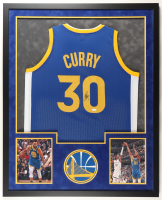 Stephen Curry Signed Custom Framed Jersey Display with (2) Photos (JSA) at PristineAuction.com