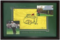 Tiger Woods & Jack Nicklaus Signed LE 2005 Masters Custom Framed Flag Display (UDA) at PristineAuction.com
