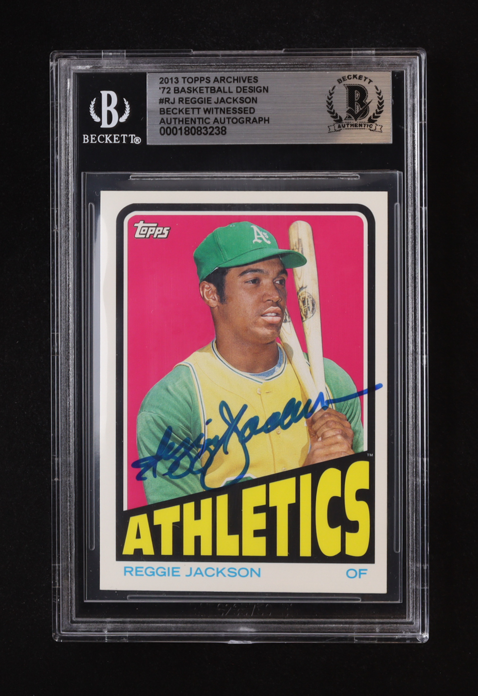 Reggie Jackson Signed 2013 Topps Archives '72 Basketball Design #RJ (BGS) at PristineAuction.com Reggie Jackson Signed 2013 Topps Archives '72 Basketball Design #RJ (BGS) at PristineAuction.com