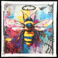 "Halo Buzz" 32x32 2025 Original Painting on Rolled Canvas by Tadas Zaicikas | TedyZet (Zaicikas) at PristineAuction.com