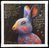 "Aurora Bunny's - Starry Night #XXX" 32x32 2025 Original Painting on Rolled Canvas by Tadas Zaicikas | TedyZet (Zaicikas) at PristineAuction.com
