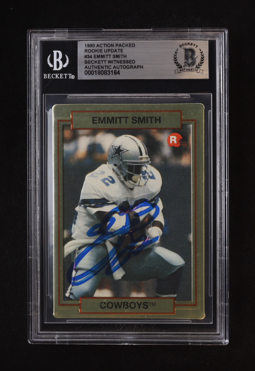 Emmitt Smith Signed 1990 Action Packed Rookie Update #34 RC (BGS) at PristineAuction.com Emmitt Smith Signed 1990 Action Packed Rookie Update #34 RC (BGS) at PristineAuction.com