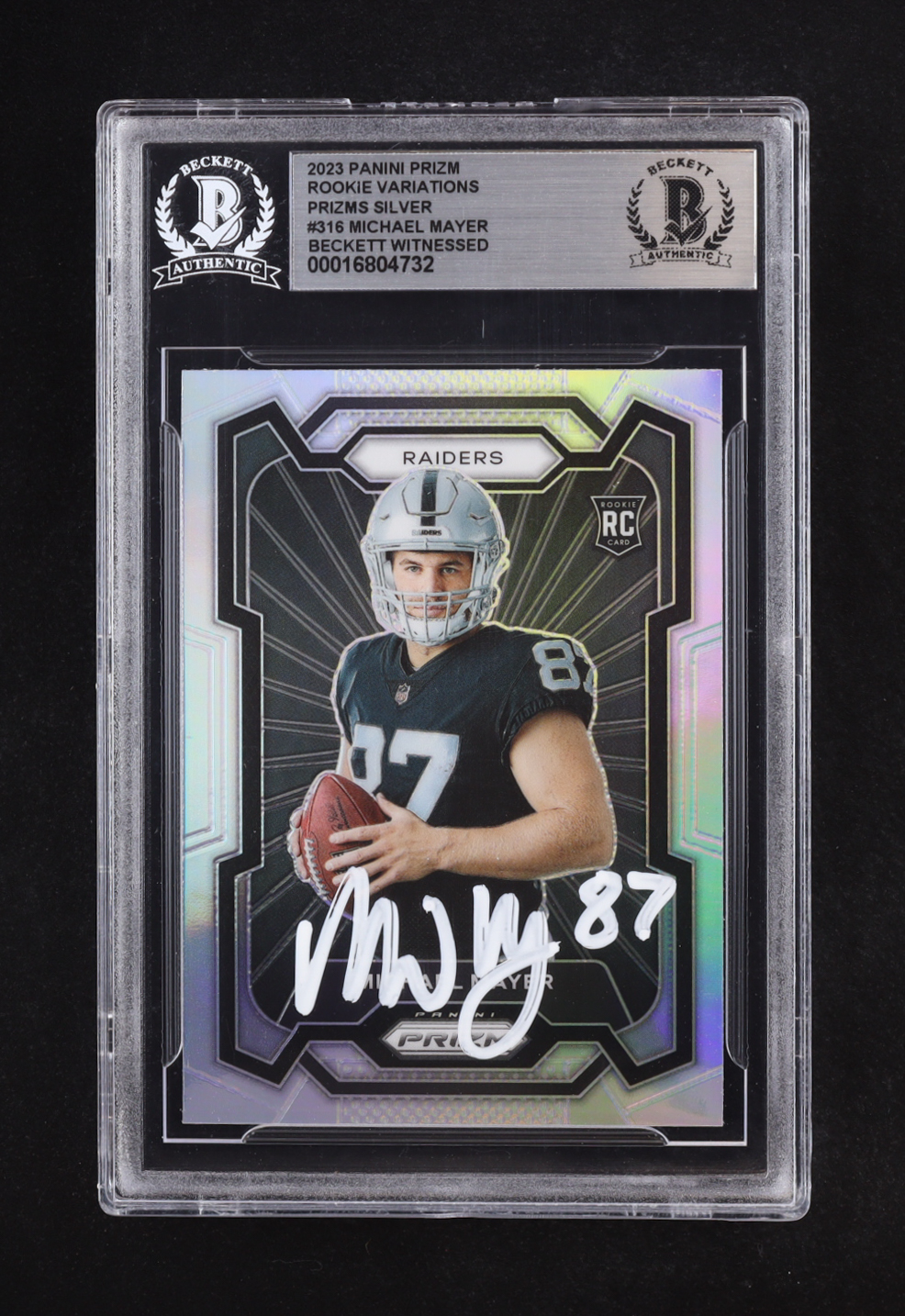 Michael Mayer Signed 2023 Panini Prizm Rookie Variations Prizms Silver #316 RC (BGS) at PristineAuction.com Michael Mayer Signed 2023 Panini Prizm Rookie Variations Prizms Silver #316 RC (BGS) at PristineAuction.com