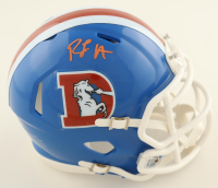 RJ Harvey Signed Broncos Throwback Speed Mini Helmet (JSA) at PristineAuction.com