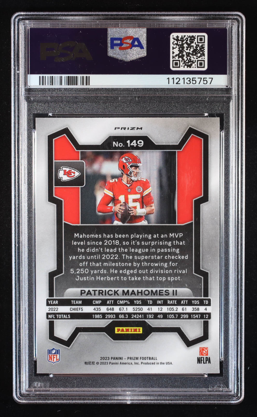 Patrick Mahomes II 2023 Panini Prizm Prizms Silver #149 (PSA 10) at PristineAuction.com Patrick Mahomes II 2023 Panini Prizm Prizms Silver #149 (PSA 10) at PristineAuction.com