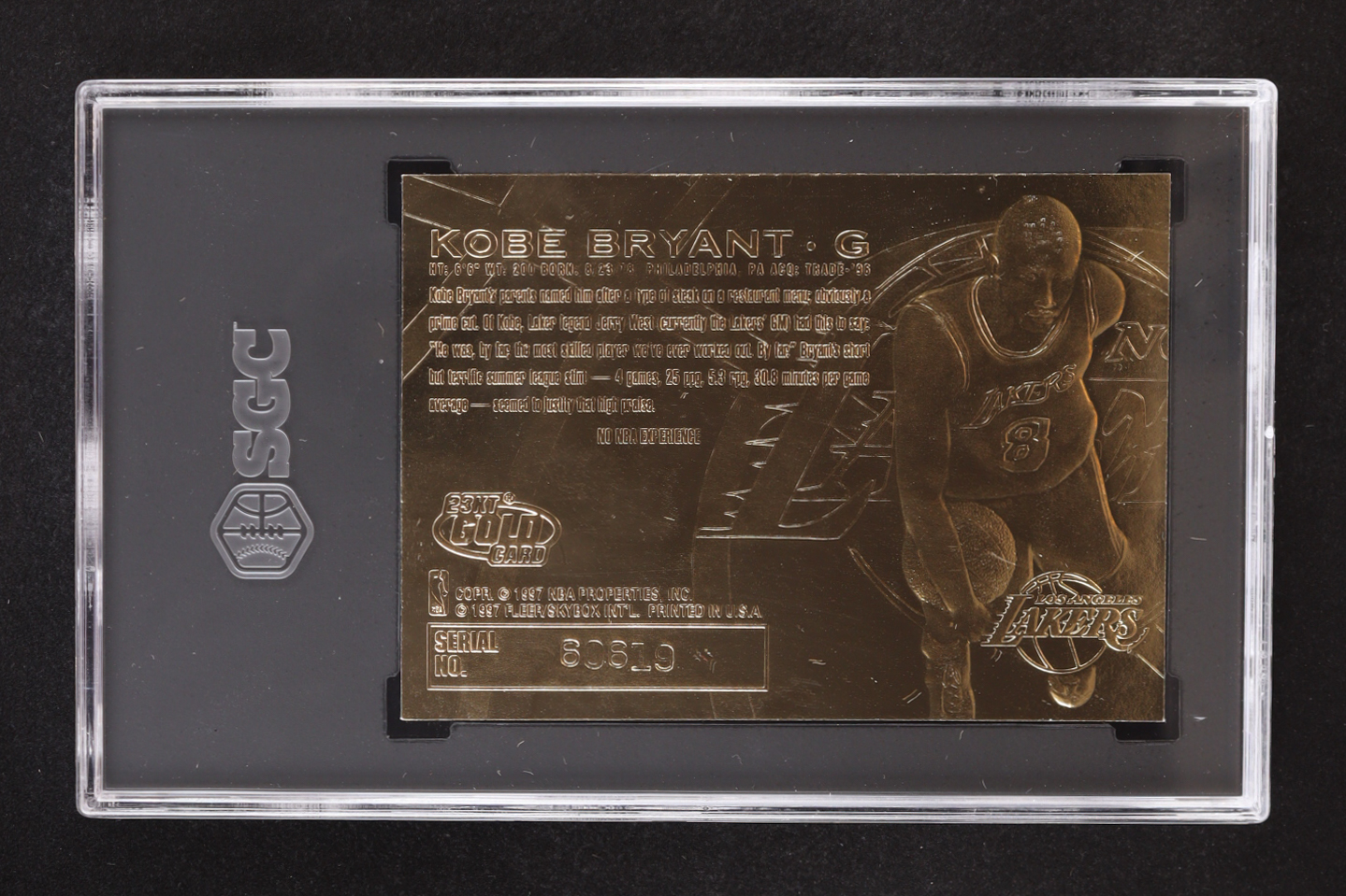 Kobe Bryant 1996-97 Fleer Purple Signature 23KT Gold RC (SGC 8) at PristineAuction.com Kobe Bryant 1996-97 Fleer Purple Signature 23KT Gold RC (SGC 8) at PristineAuction.com