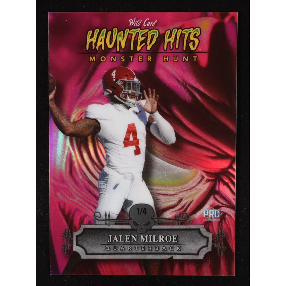 Jalen Milroe 2024 Wild Card Haunted Hits Monster Hunt Pumpkin Pink #HHPJM #1/4 RC at PristineAuction.com