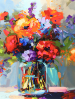 "Electric Bouquet #A1" 18x24 2025 Original Fine Art Giclee Print on 257 GSM Paper by Tadas Zaicikas | TedyZet (Zaicikas) at PristineAuction.com