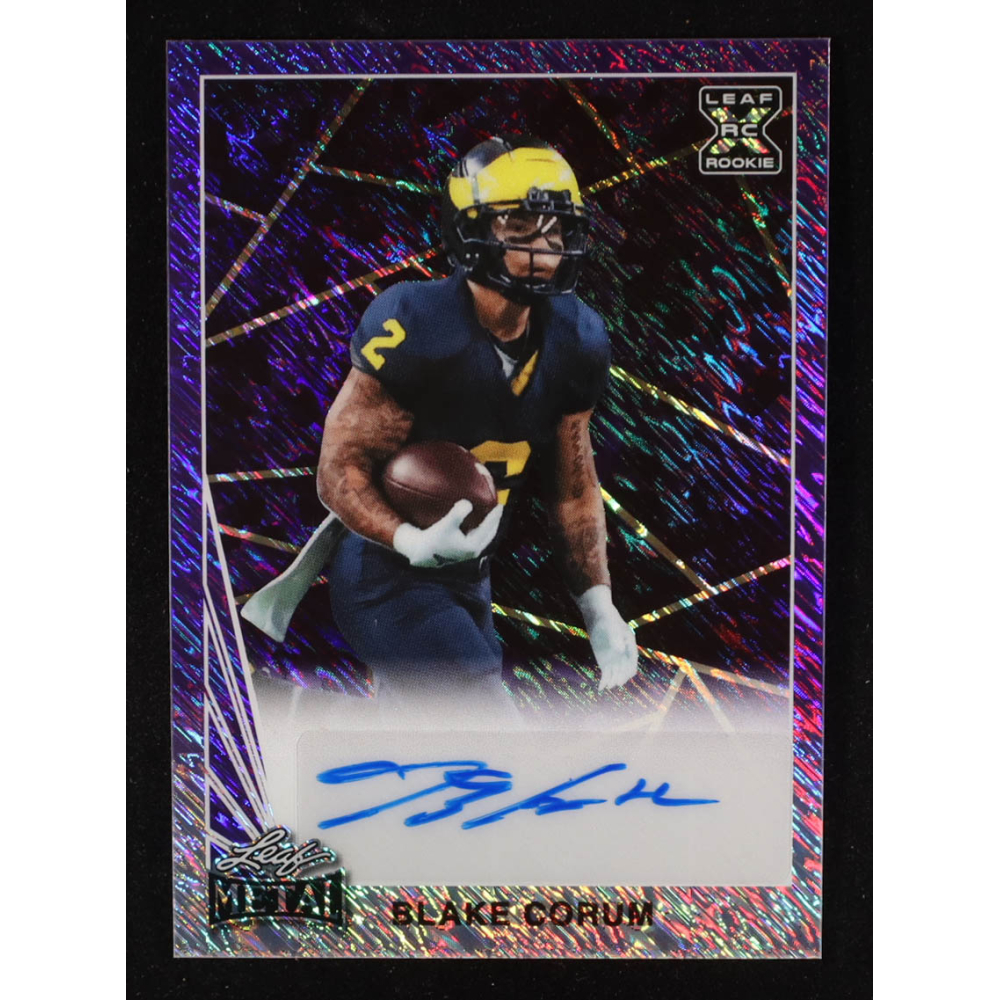 Blake Corum 2024 Leaf Metal Autographs Purple Shimmer #90ABC4 RC #5/8 at PristineAuction.com