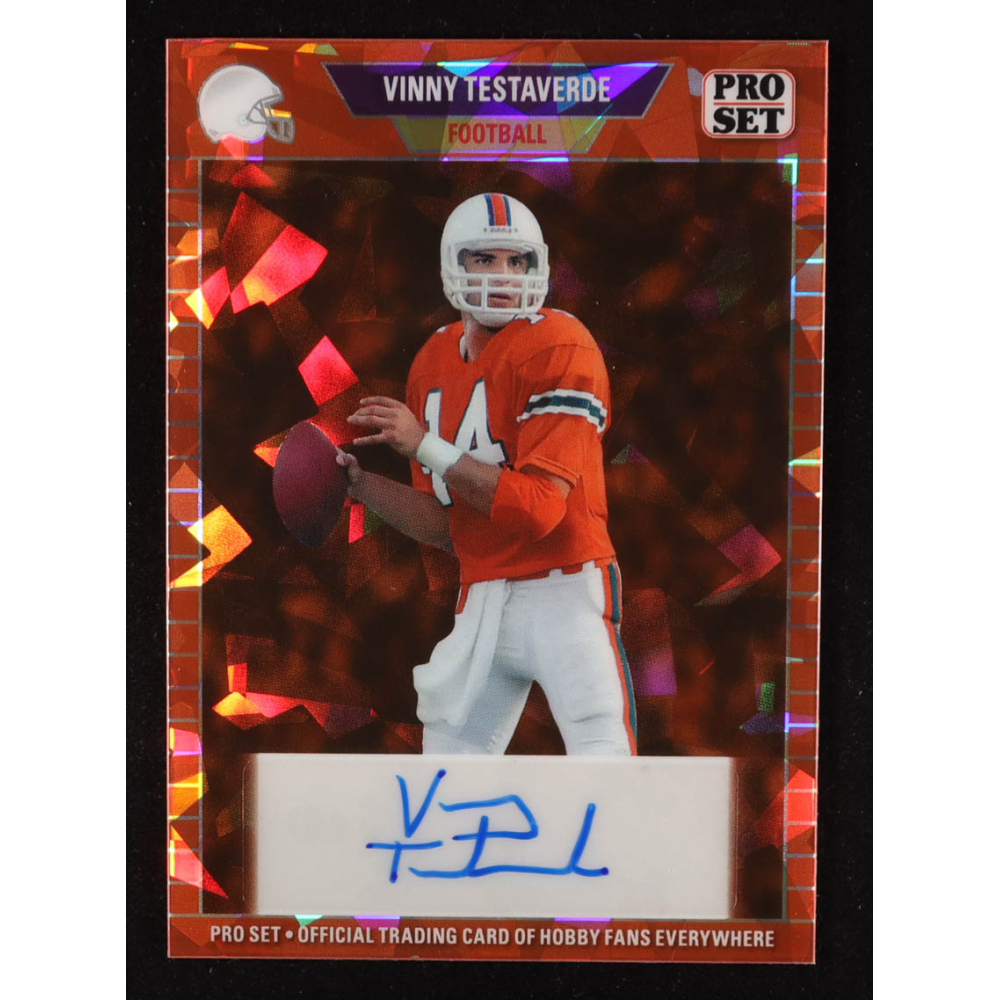 Vinny Testaverde / Cameron Ward 2024 Pro Set Dual Autographs Crystal Orange #MU43 RC #1/9 at PristineAuction.com