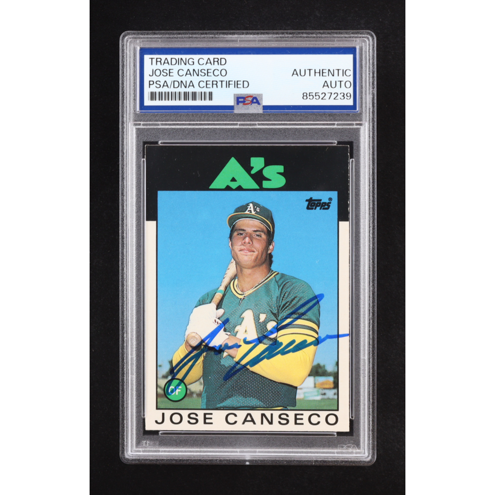 Jose Canseco Signed 1986 Topps Traded #20T XRC RC (PSA | Auto Grade PSA Authentic) at PristineAuction.com