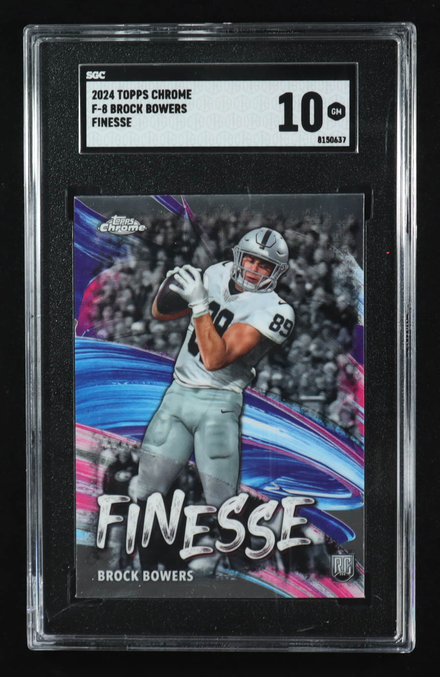 Brock Bowers 2024 Topps Chrome Finesse #F8 RC (SGC 10) at PristineAuction.com Brock Bowers 2024 Topps Chrome Finesse #F8 RC (SGC 10) at PristineAuction.com