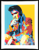 "Neon King Elvis (Presley)" 18x24 2025 Original Painting on Rolled Canvas by Tadas Zaicikas | TedyZet (Zaicikas) at PristineAuction.com