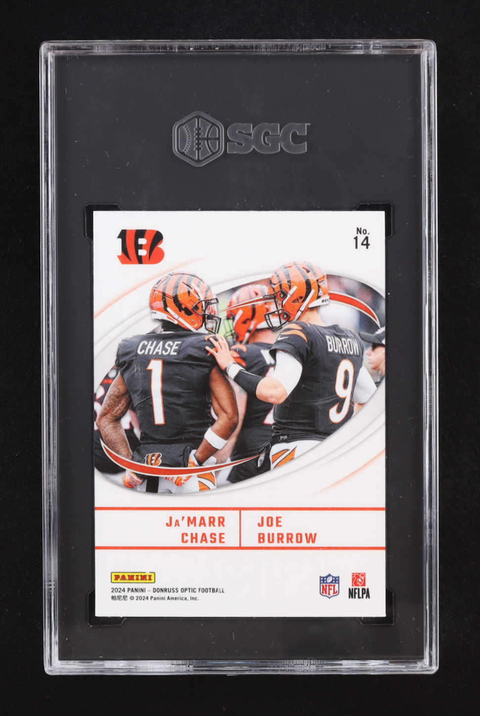 Ja'Marr Chase/Joe Burrow 2024 Donruss Optic Best Tuddys #14 (SGC 9.5) at PristineAuction.com Ja'Marr Chase/Joe Burrow 2024 Donruss Optic Best Tuddys #14 (SGC 9.5) at PristineAuction.com