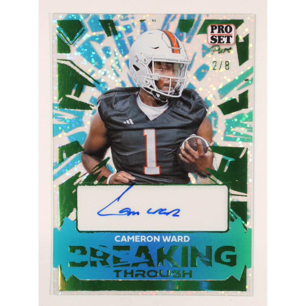 Cameron Ward 2024 Leaf Pro Set Pure Clear Breaking Through Autographs Green #BTCW1 RC #2/8 at PristineAuction.com