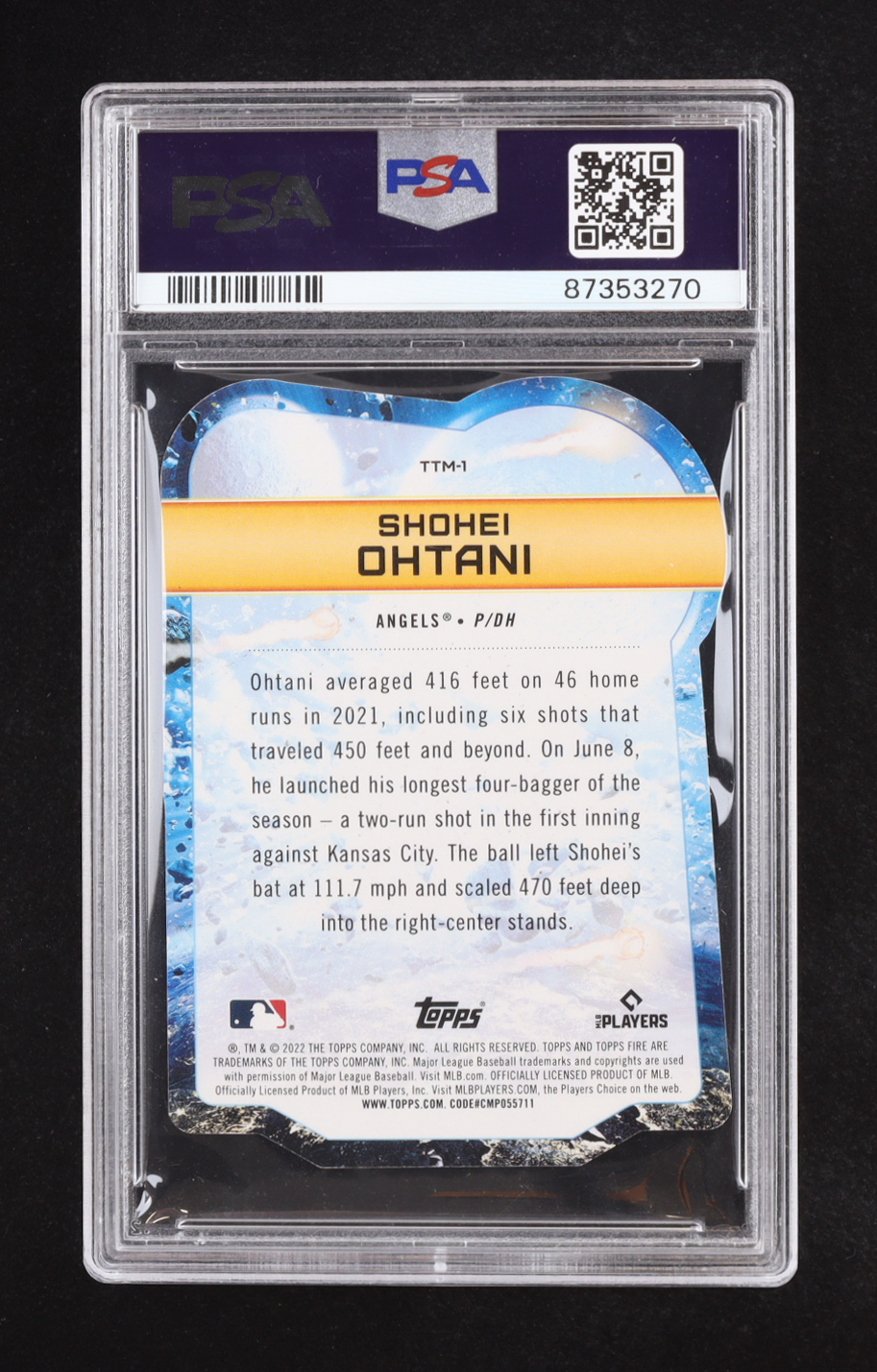 Shohei Ohtani 2022 Topps Fire To the Moon Gold Minted #TTM1 (PSA 10) at PristineAuction.com Shohei Ohtani 2022 Topps Fire To the Moon Gold Minted #TTM1 (PSA 10) at PristineAuction.com