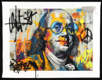 "Benjamin Franklin_ 100% Street Value" 18x24 2025 Original Painting on Rolled Canvas by Tadas Zaicikas | TedyZet (Zaicikas) at PristineAuction.com