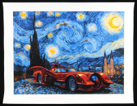 "Batmobile in Starry Night" 18x24 2025 Original Painting on Rolled Canvas by Tadas Zaicikas | TedyZet (Zaicikas) at PristineAuction.com