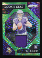 JJ McCarthy 2024 Panini Prizm Rookie Gear Neon Green Pulsar #8 RC at PristineAuction.com